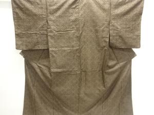 アンティーク　泥染抽象花模様織出し手織り紬着物